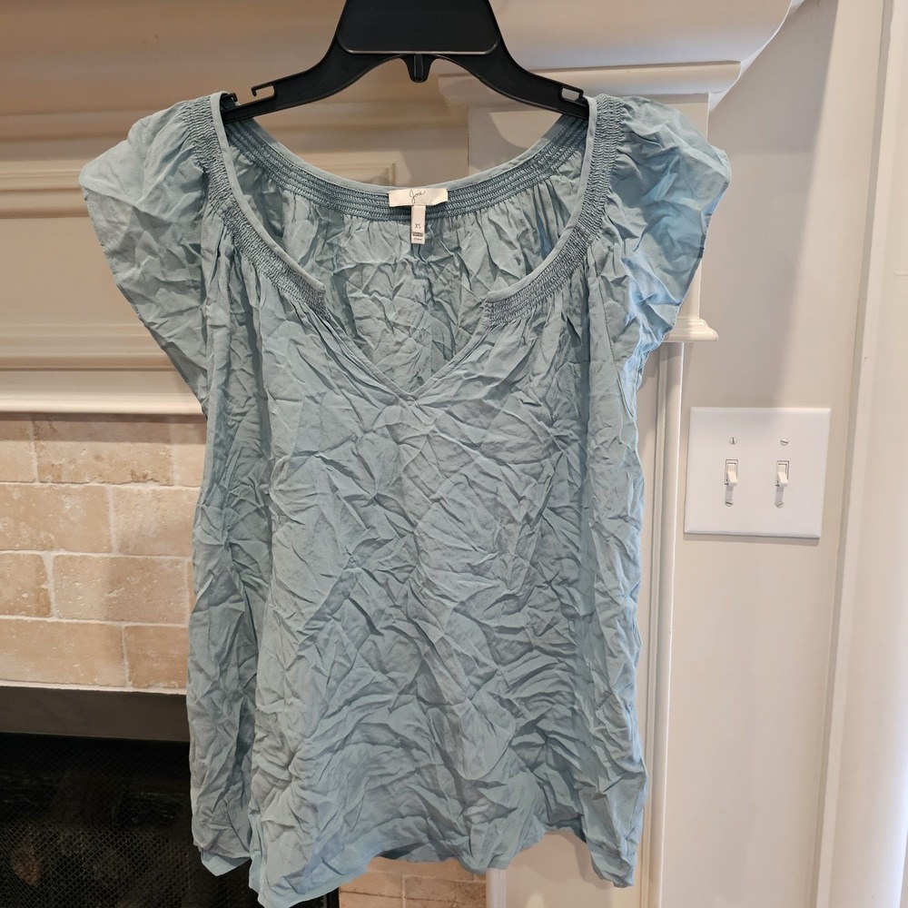 Joie XS Silk Womens Teal CrinkleBlouse